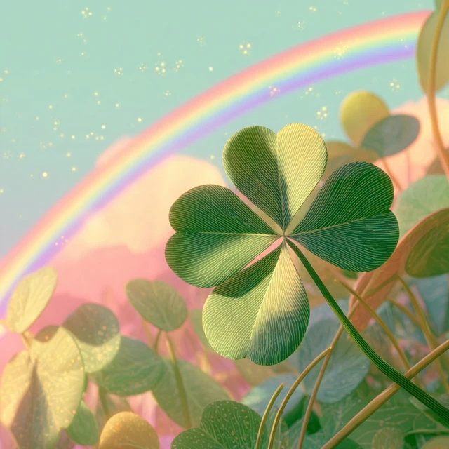 Four Leaf Clover Rainbow Fantasy Illustration