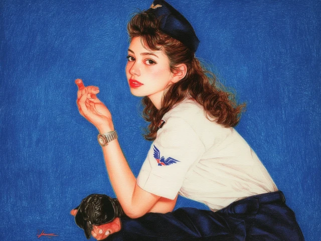 Girl in Pan American Uniform Art