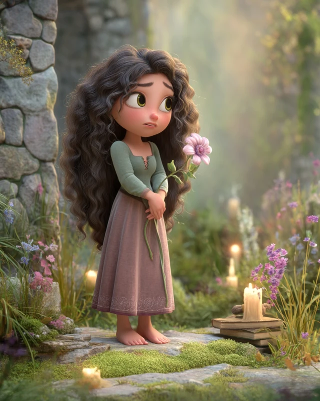 Animated Woman in Garden Harmony and Self Growth