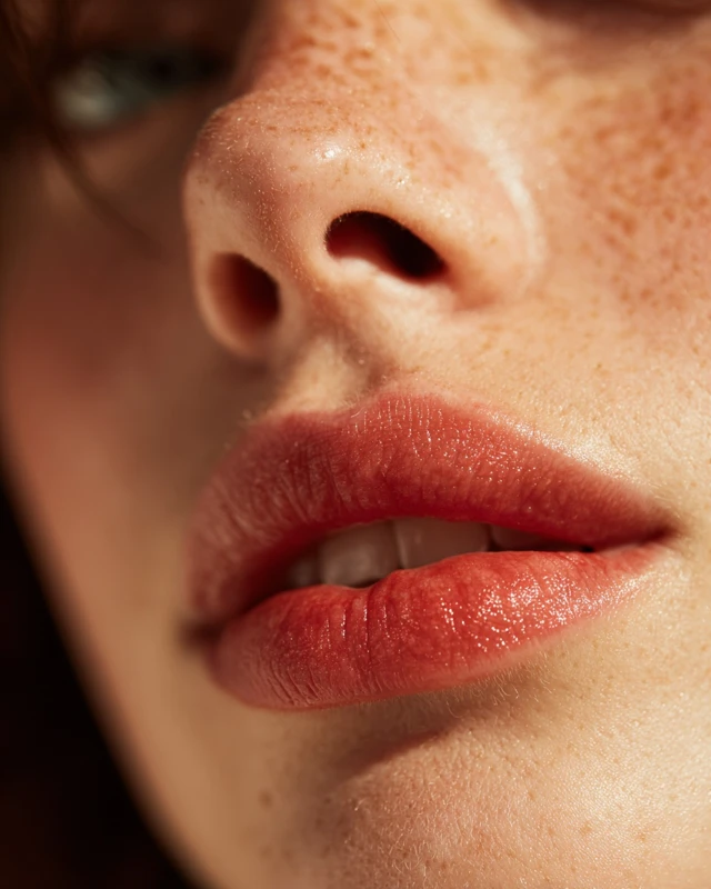 Woman Biting Lips Close Up