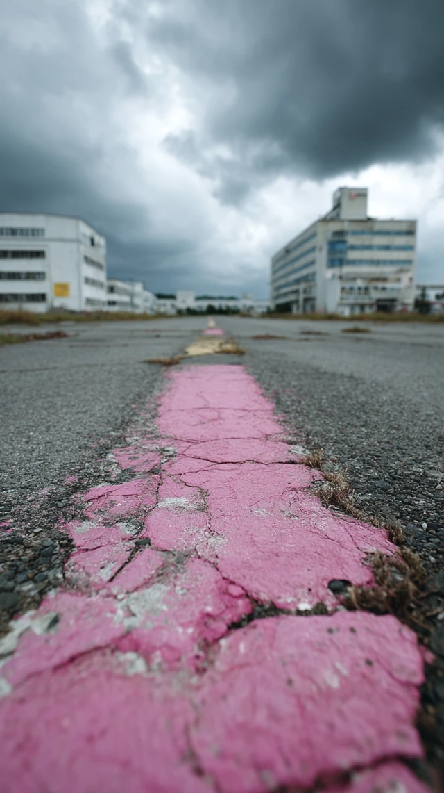 Deserted Industrial Outskirts Under Storm Clouds