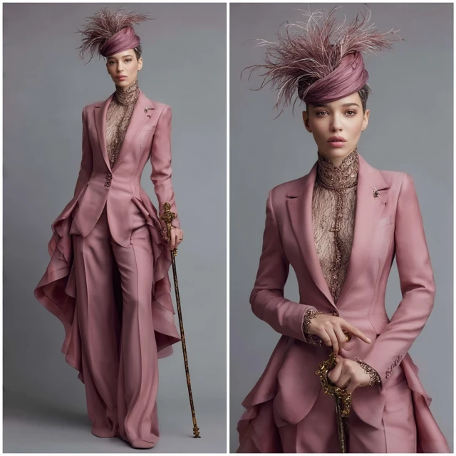 Dusty Rose Blazer and Trousers Fashion