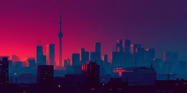 Synthwave Toronto Skyline Illustration