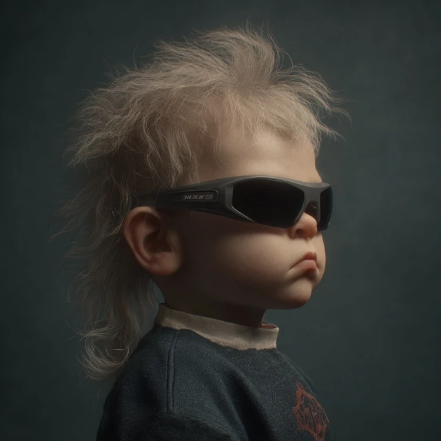Baby with a Mullet and Oakley Sunglasses