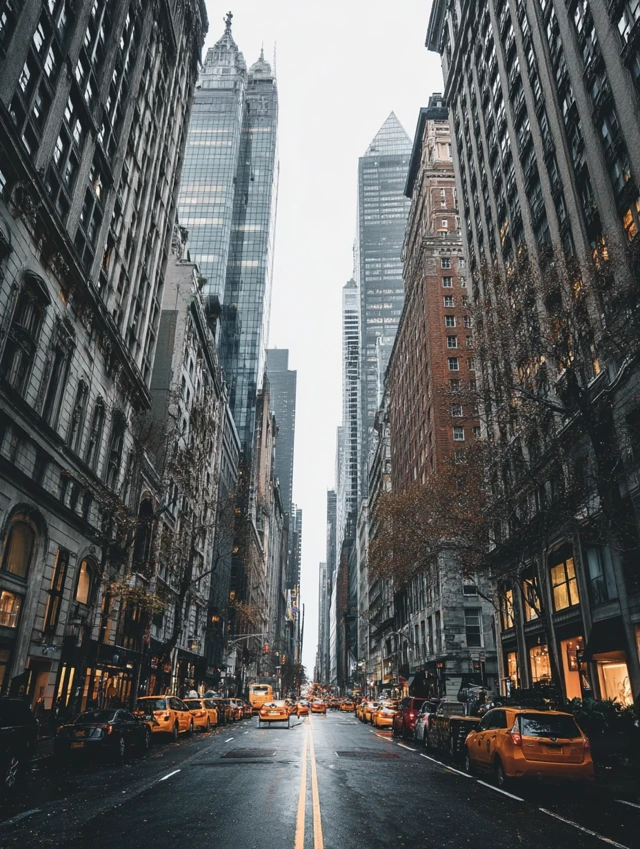 New York City Street Scene Tall Buildings