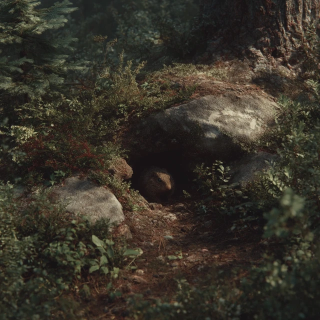 Marmot in its Burrow 4K Photorealistic Render