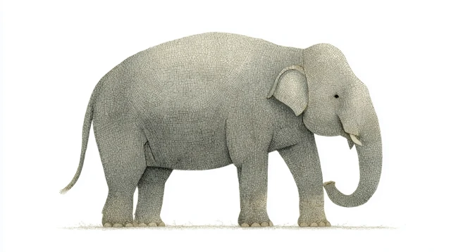 Minimalist Elephant Illustration in Gouache