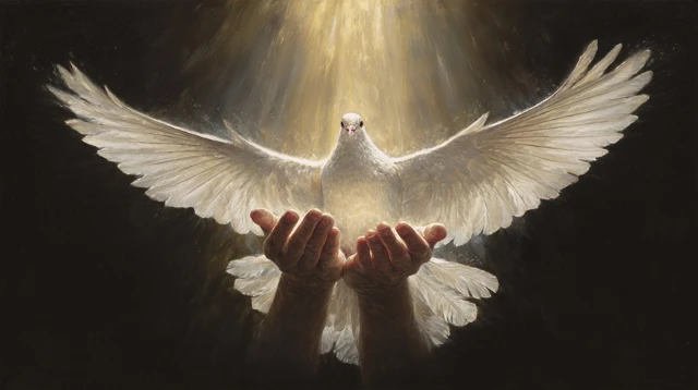 White Dove Release Spiritual Scene Photorealistic