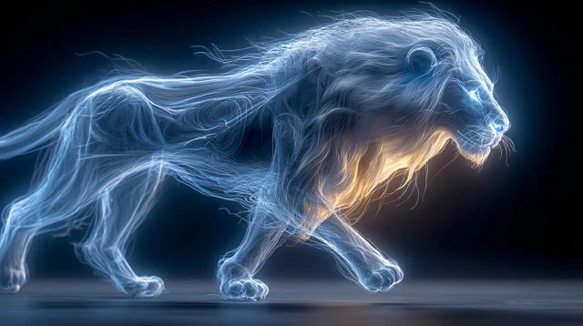 Electric Lion Majestic Futuristic Art