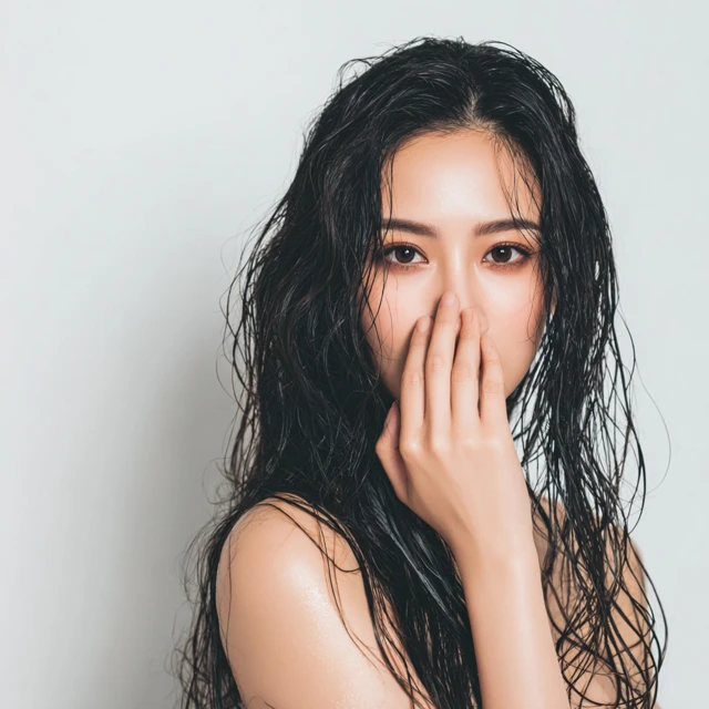 Luxury Beauty Shot Asian Woman Wet Hair