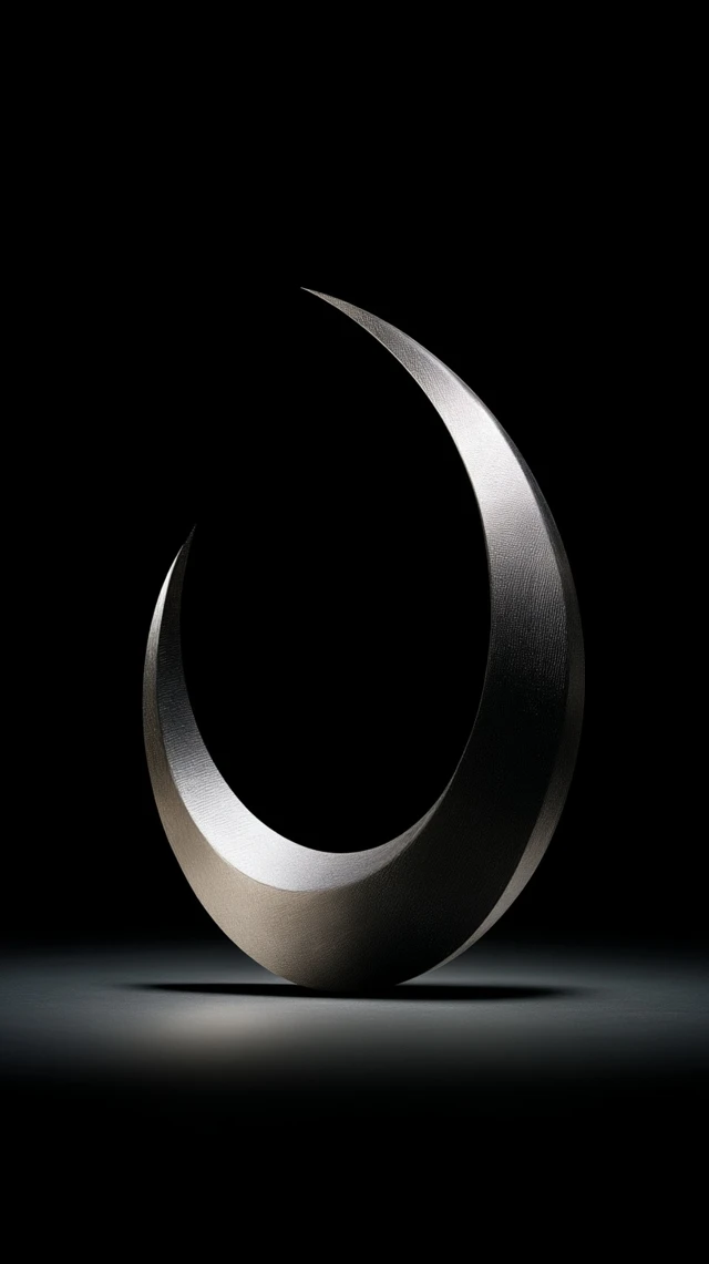 Minimalist Metallic Crescent Sculpture Abstract Design
