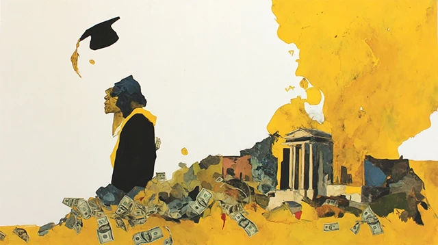 College Graduation Abstract Painting: Success and Achievement