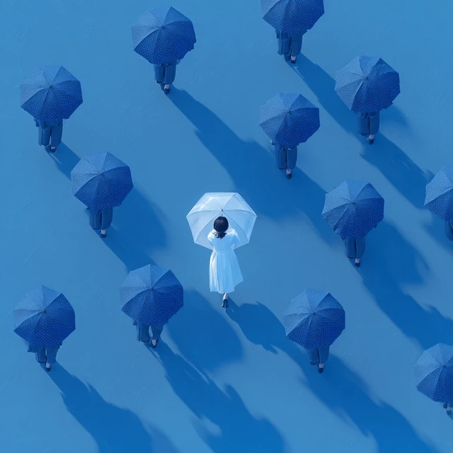 People with Umbrellas Birdseye View Photography