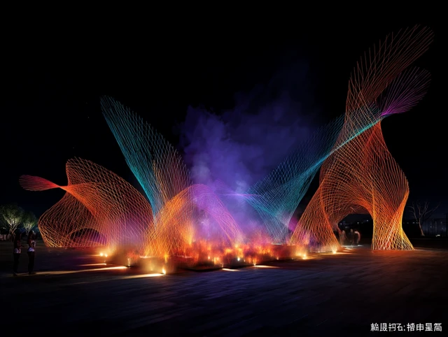 Outdoor Installation Art Modern Geometric Fiery