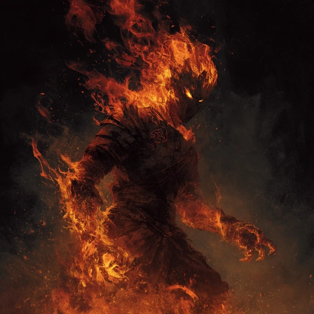 Fiery Humanoid Burning Ember Art