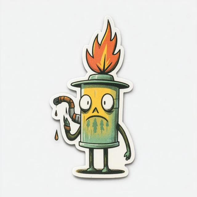 Cartoon Forestry Drip Torch Sticker Fun Forest Fire Prevention