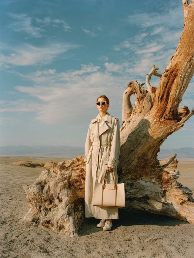 Miu Miu Model in Desert Trench Coat Vogue Photo