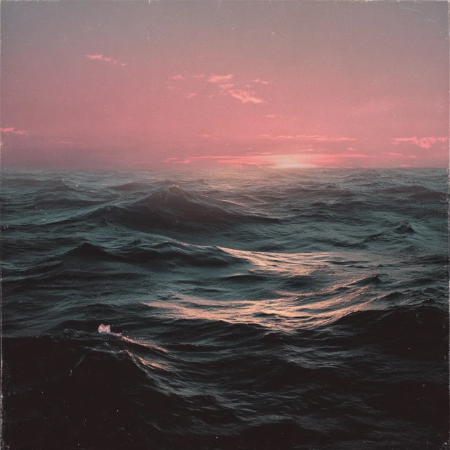 Black Ocean Pink Sunset Album Cover Art