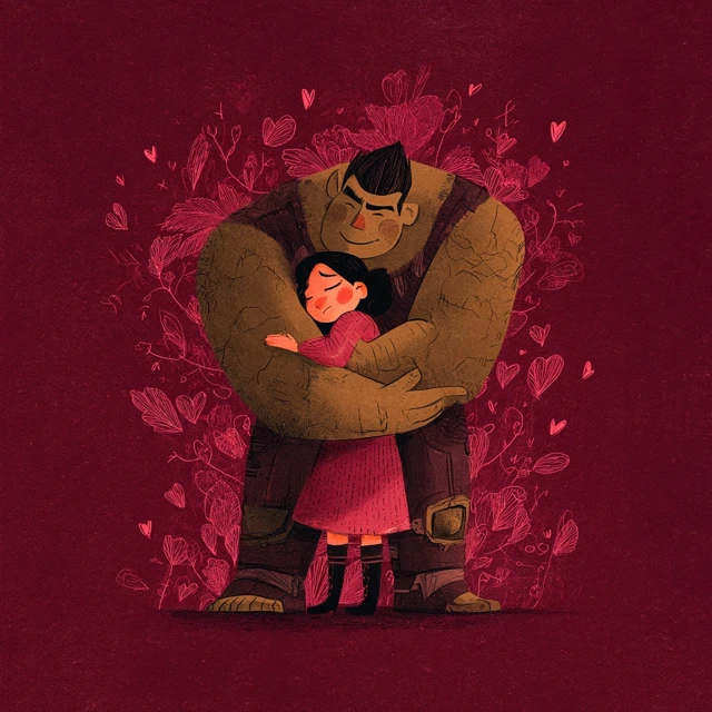Strong Love Illustration Embrace Hug Couple