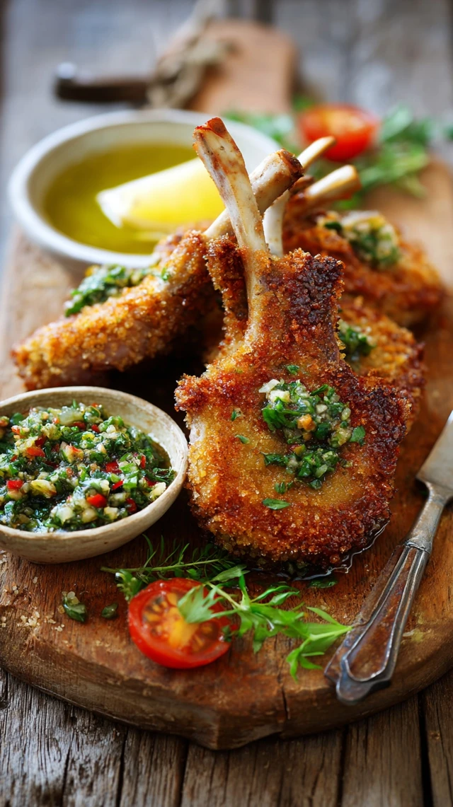 Parmesan Crumbed Lamb Cutlets with Salsa Verde Recipe