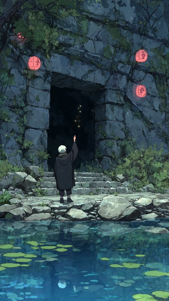 Anime Sorcerer in Forest Ruins