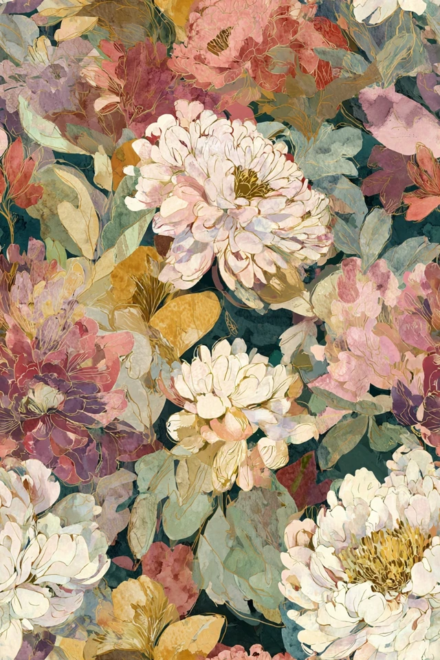Abstract Floral Pattern Botanical Illustration