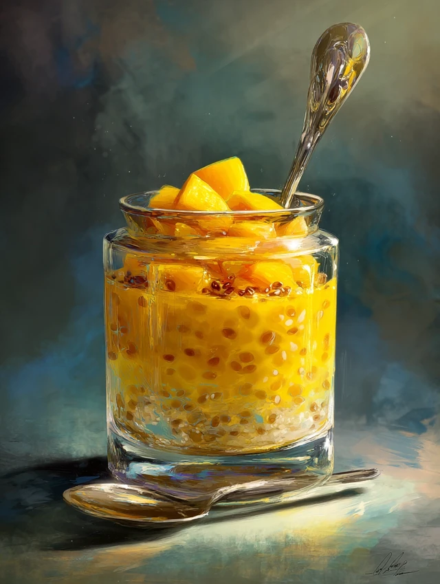 Mango Yuzu Sago Drink Art Cinematic Lighting