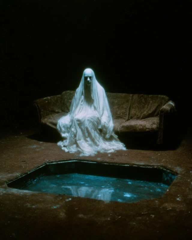 Eerie Ghost in Liminal Space Haunting Imagery