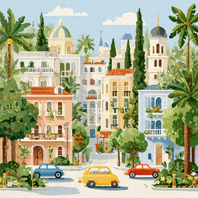European Vacation Illustration Cartoon Style
