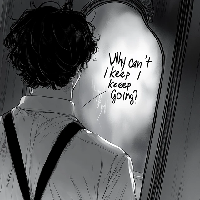Manga Man Mirror Reflection Introspection
