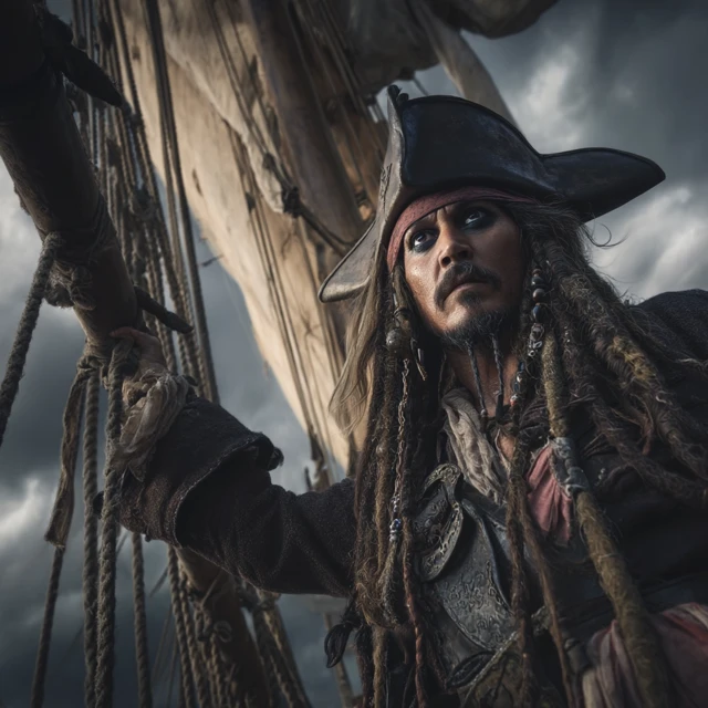 Pirate Captain at Sea Photorealistic Image