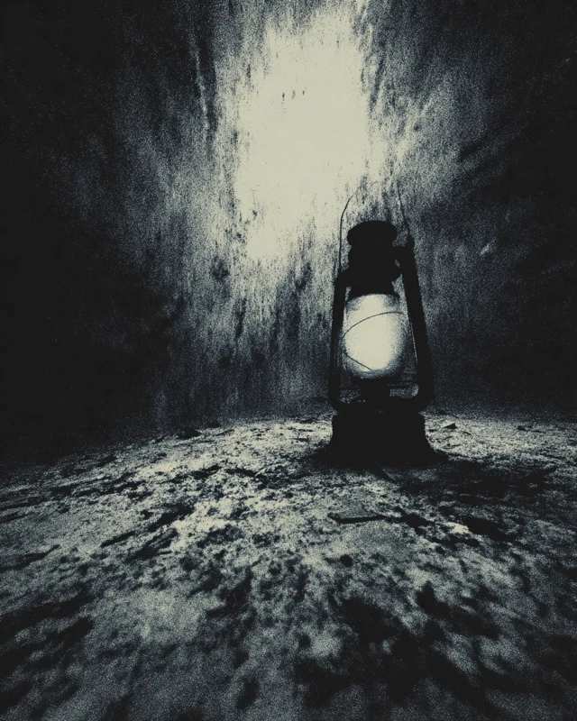 Lantern in the Darkness Moody Atmospheric Scene