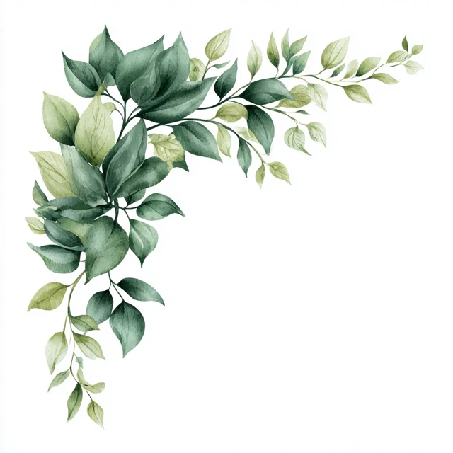Watercolor Botanical Clipart Green Leaves Corner