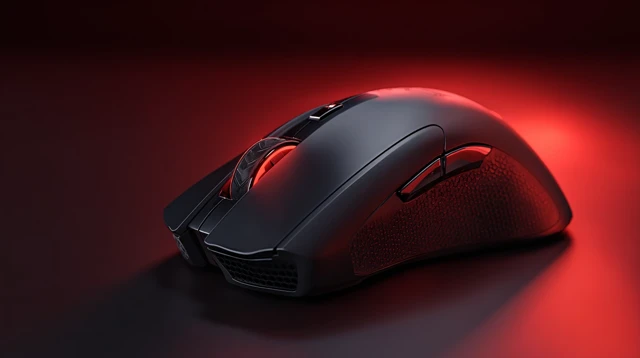 Gaming Mouse 3D Render Black Red Studio Lighting
