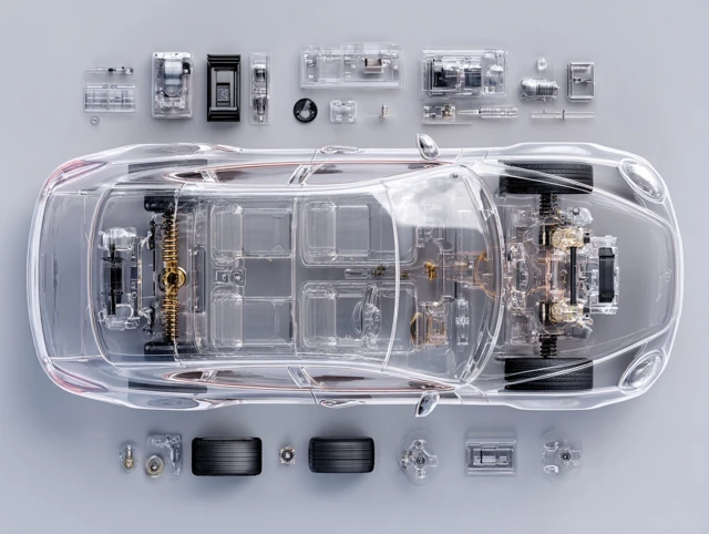 3D Exploded Car Image Showing Parts Top View