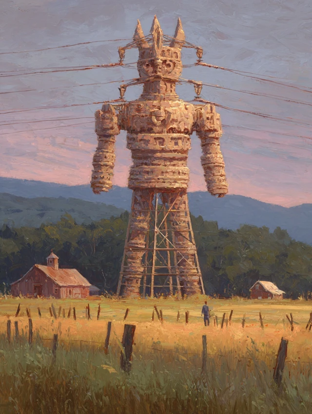 Vermont Field Ancient Stone Warrior Power Pylon Art