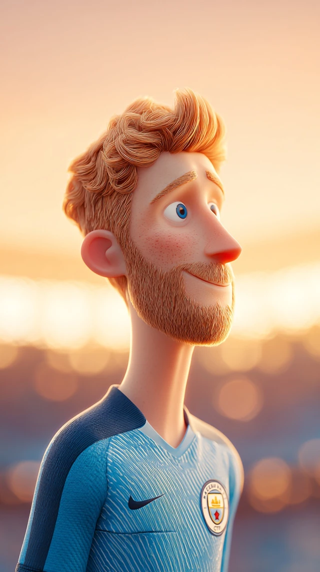 Kevin De Bruyne Cartoon Manchester City Sunset