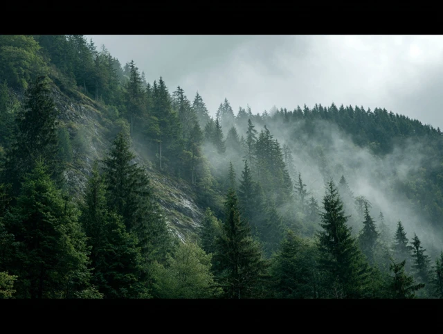 Misty Forest Mountain Landscape Nature Scene