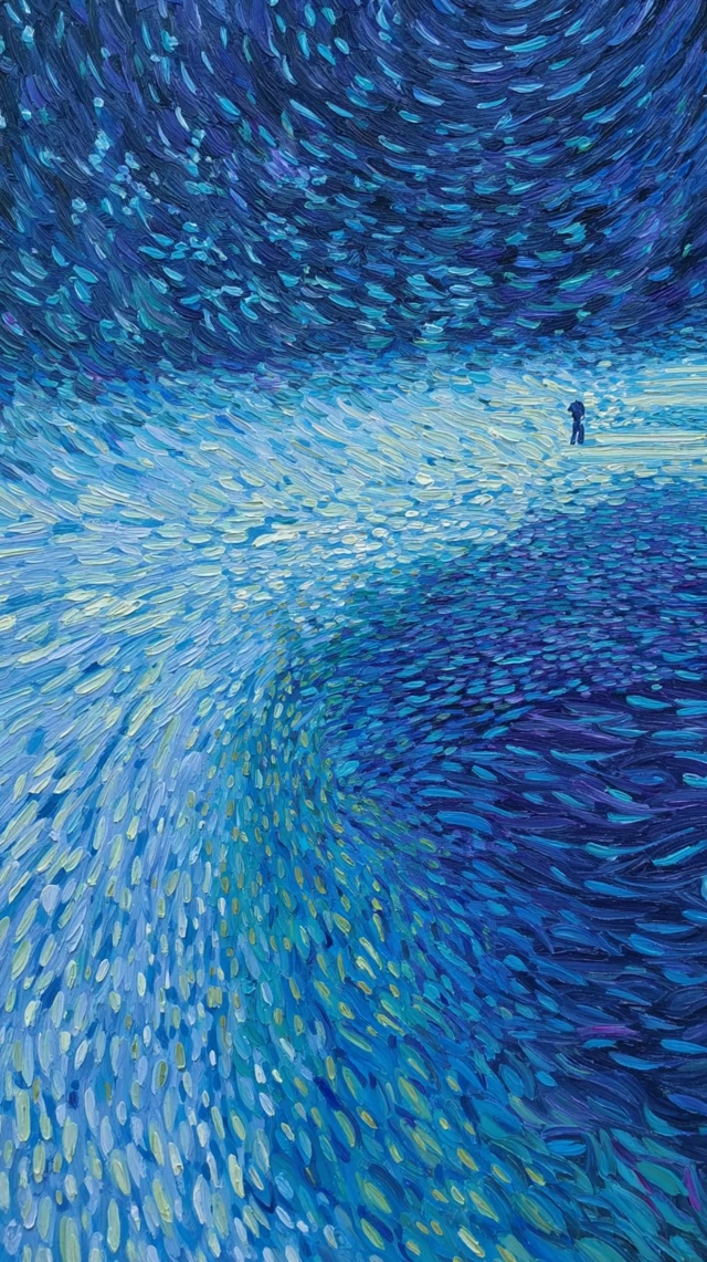 Starry Night Beach Oil Painting