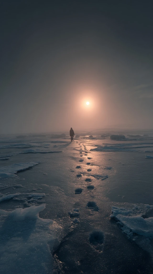 Frozen World Lone Walker Footprints