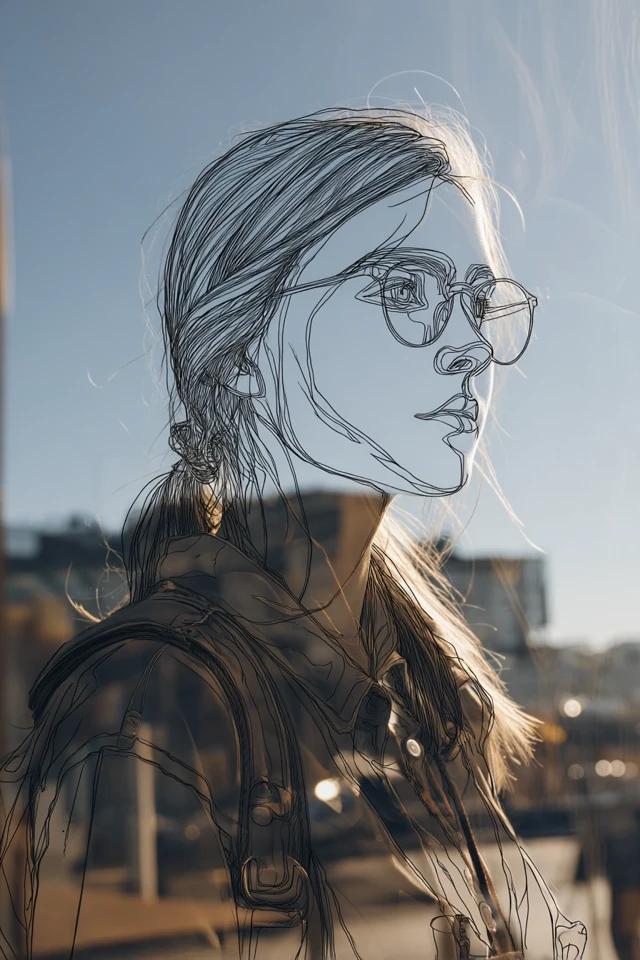 Girl in Outlines: Cityscape Portrait
