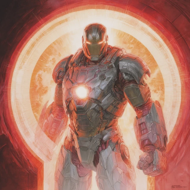 High Tech Armored Superhero Comic Book Art