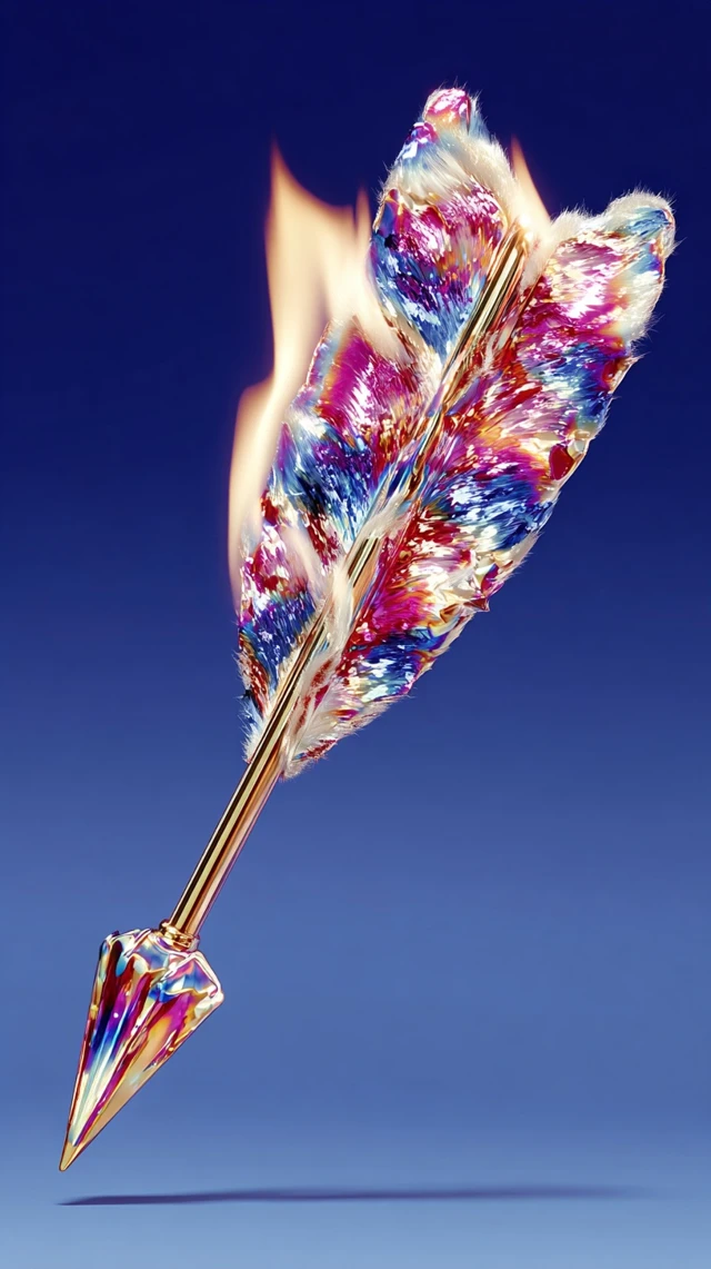 Chrome Bow and Arrow with Pink Flames and Fur