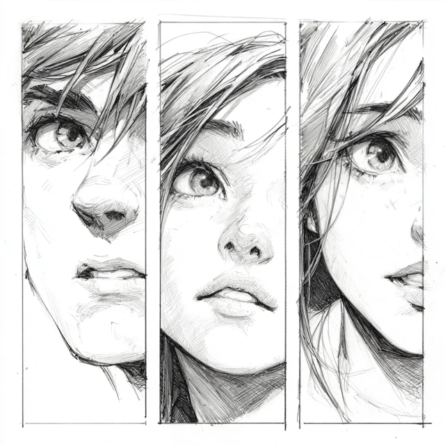 Anime Comic Faces Young Man Woman Art