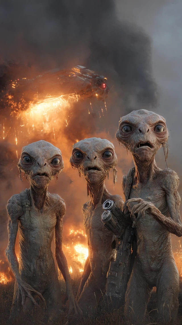 Alien Crash Landing Photo Realistic Sci Fi Art