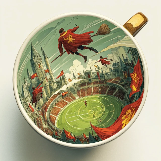 Quidditch in a Mug Watercolor Illustration