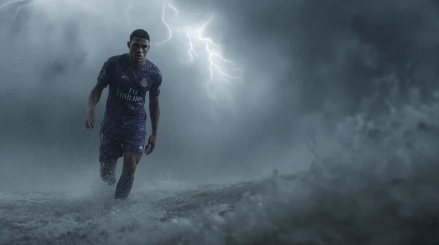 Achraf Hakimi Walking on Water Dramatic Football Photo