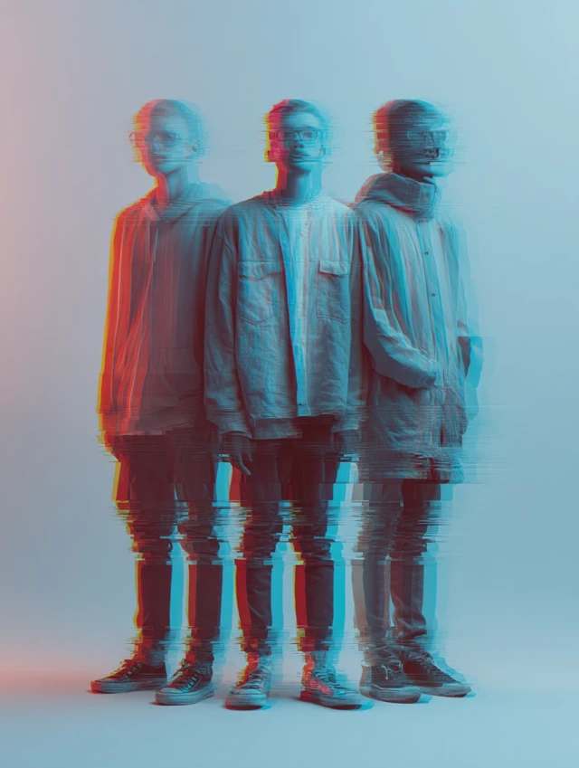 Dreamy Surreal Portrait of Guys in University Casual Clothes