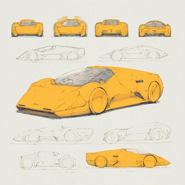 Aerodynamic Supercar Concept Sheet Syd Mead Design