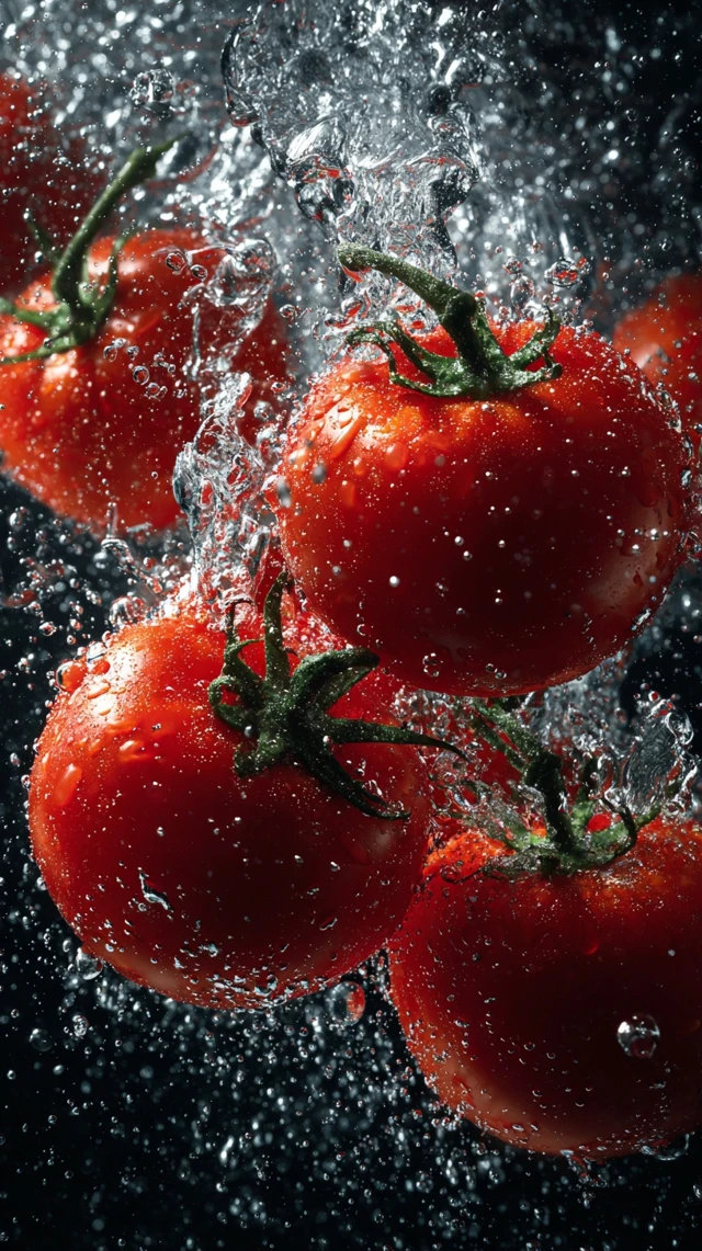 Tomatoes Falling Into Water Slow Motion Splash